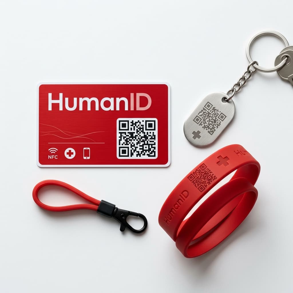 Kit HumanID: tarjeta, llavero y brazalete